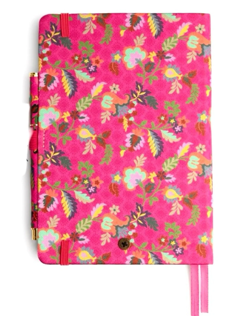 NEW Johnny Was Verney Journal and Pen Set Silk Blend Floral Pink Size 8.5